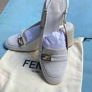 Fendi worn 1 time a little too big gorgeous white with cream chunky heels